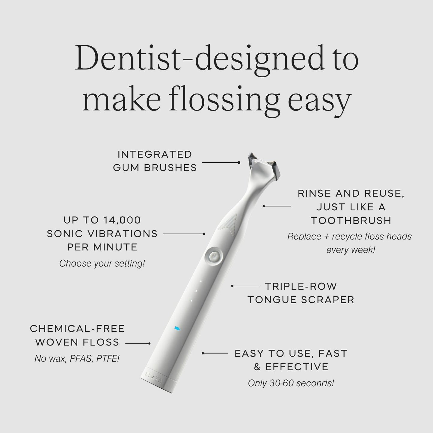 Irrigador bucal eléctrico recargable Slate