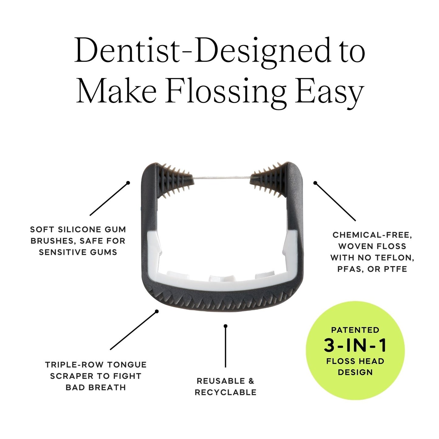 Gray Smooth Floss Heads - 20-Pk