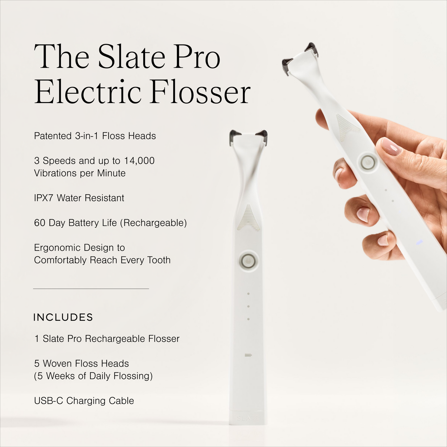 Irrigador bucal eléctrico recargable Slate