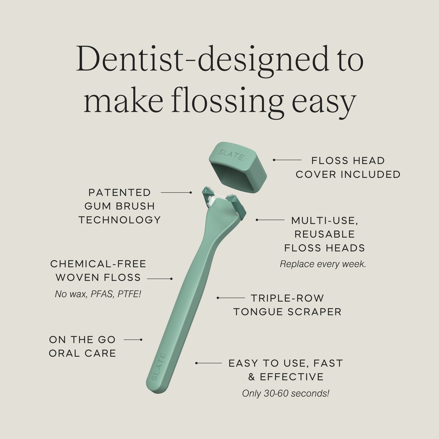 Slate Mini Flosser - MINT