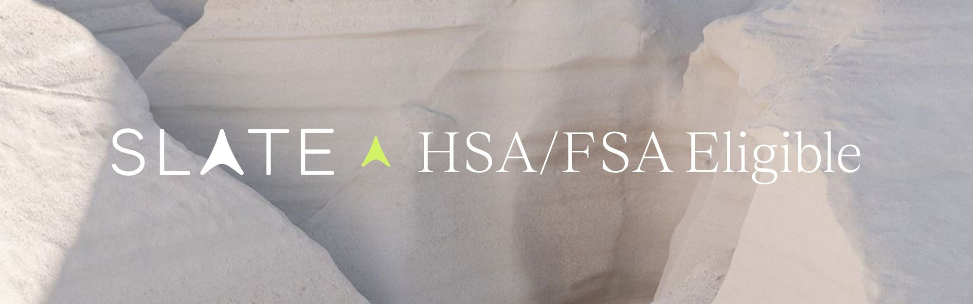 Photo of Slate Flosser and HSA/FSA eligible text with Slate x Sika logo