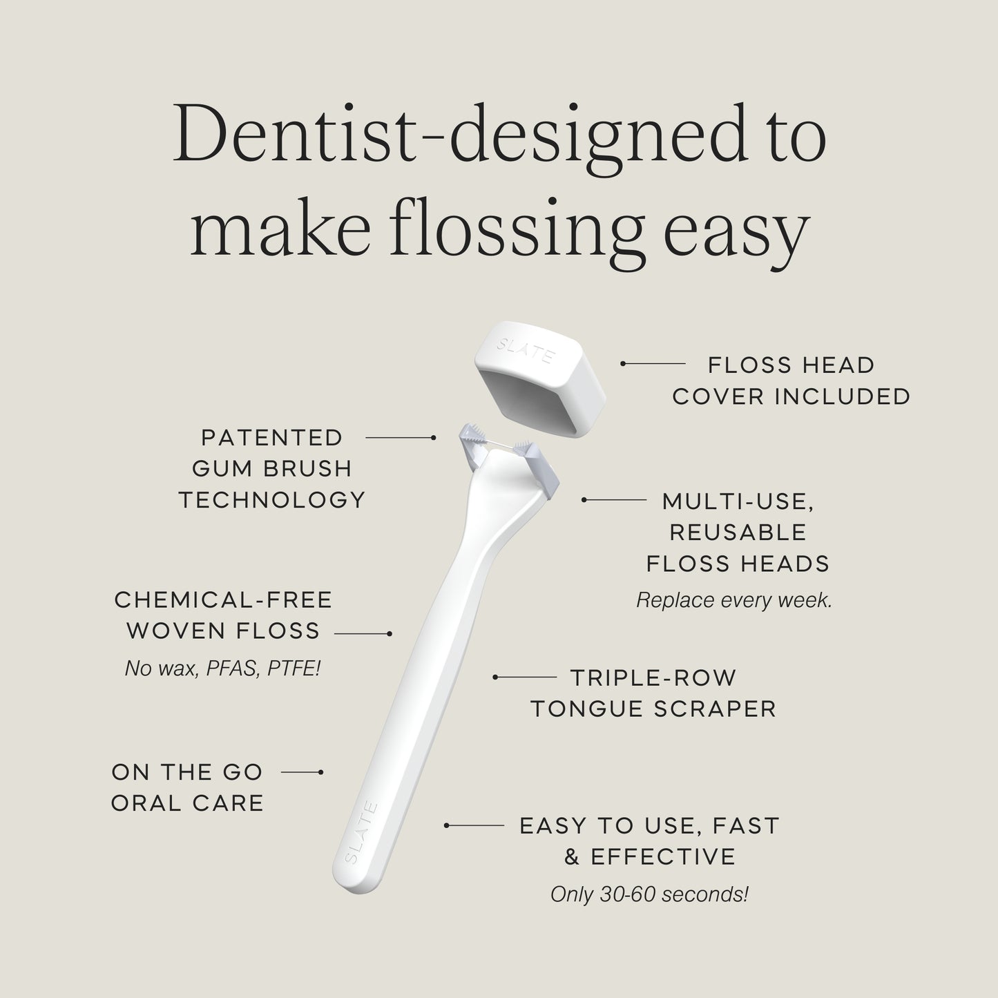 Slate Mini Flosser - WHITE